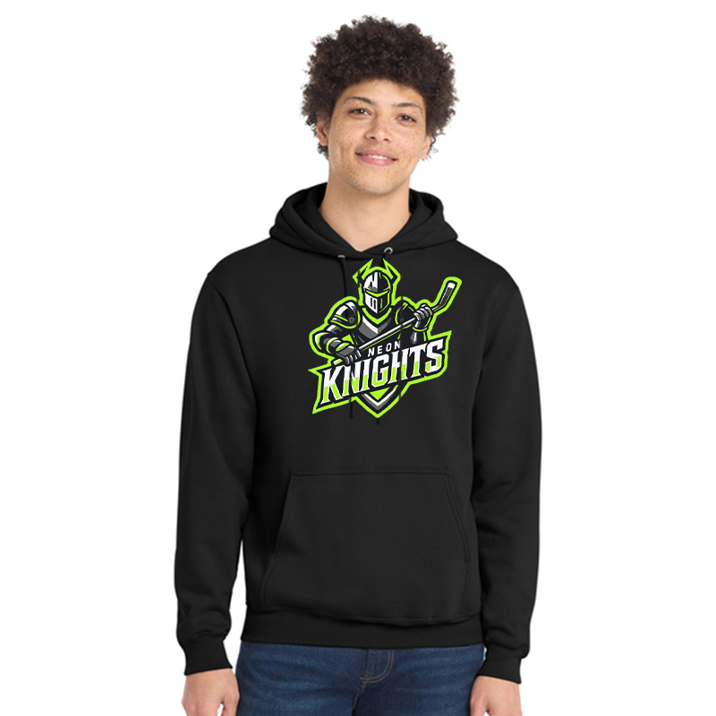 Neon Knights Black Hoodie (Team Logo Front + Name and Number Back)