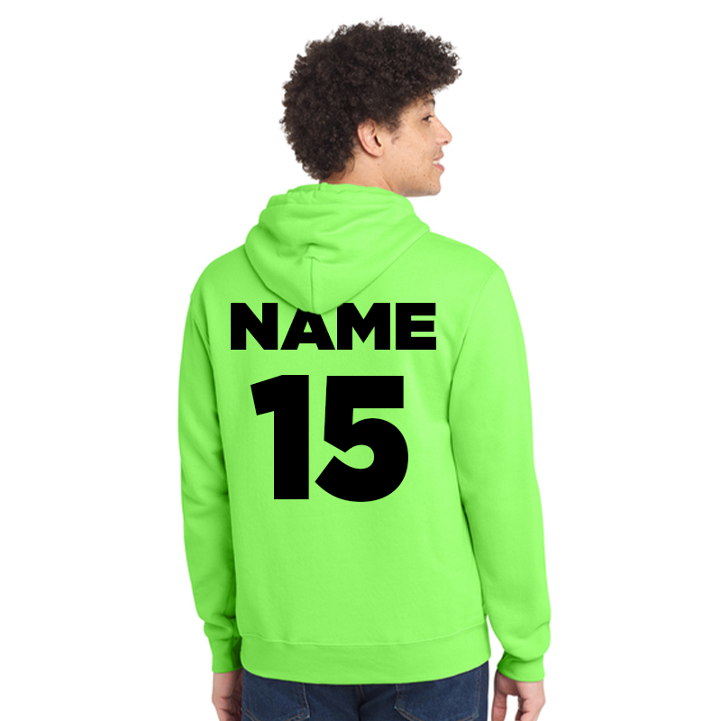 Neon Knights Neon Hoodie (Word Mark Front + Name and Number Back) - Image 2